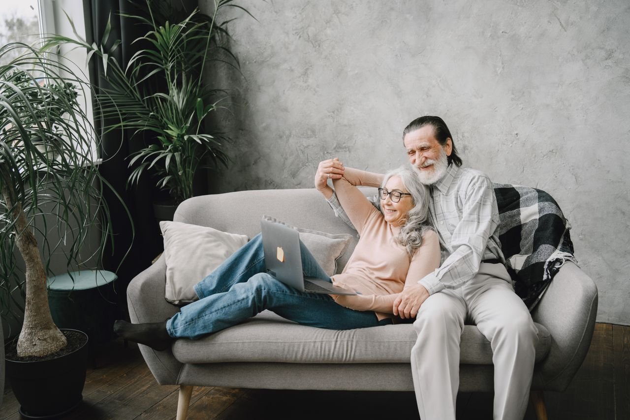 Senior couple relaxing together at home in Georgia
